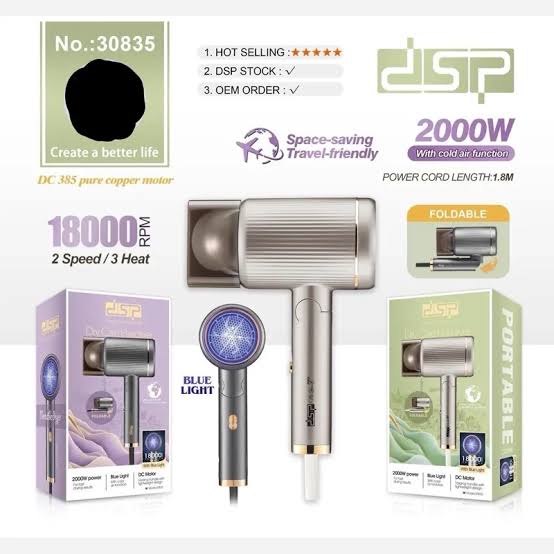 سشوار تاشو دی اس پی مدل DSP30835 با باد سرد